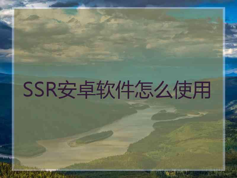 SSR安卓软件怎么使用